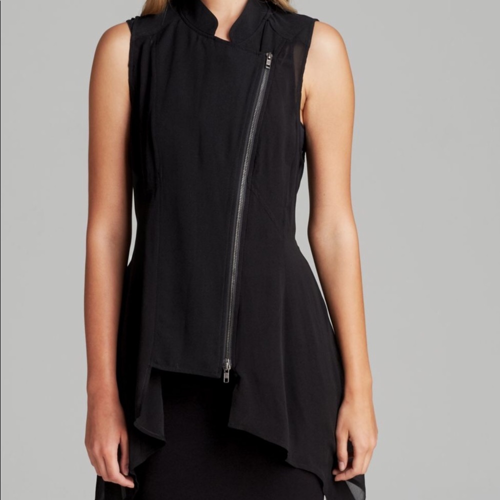 Eileen Fisher Black Silk Asymmetrical Top Vest LRG